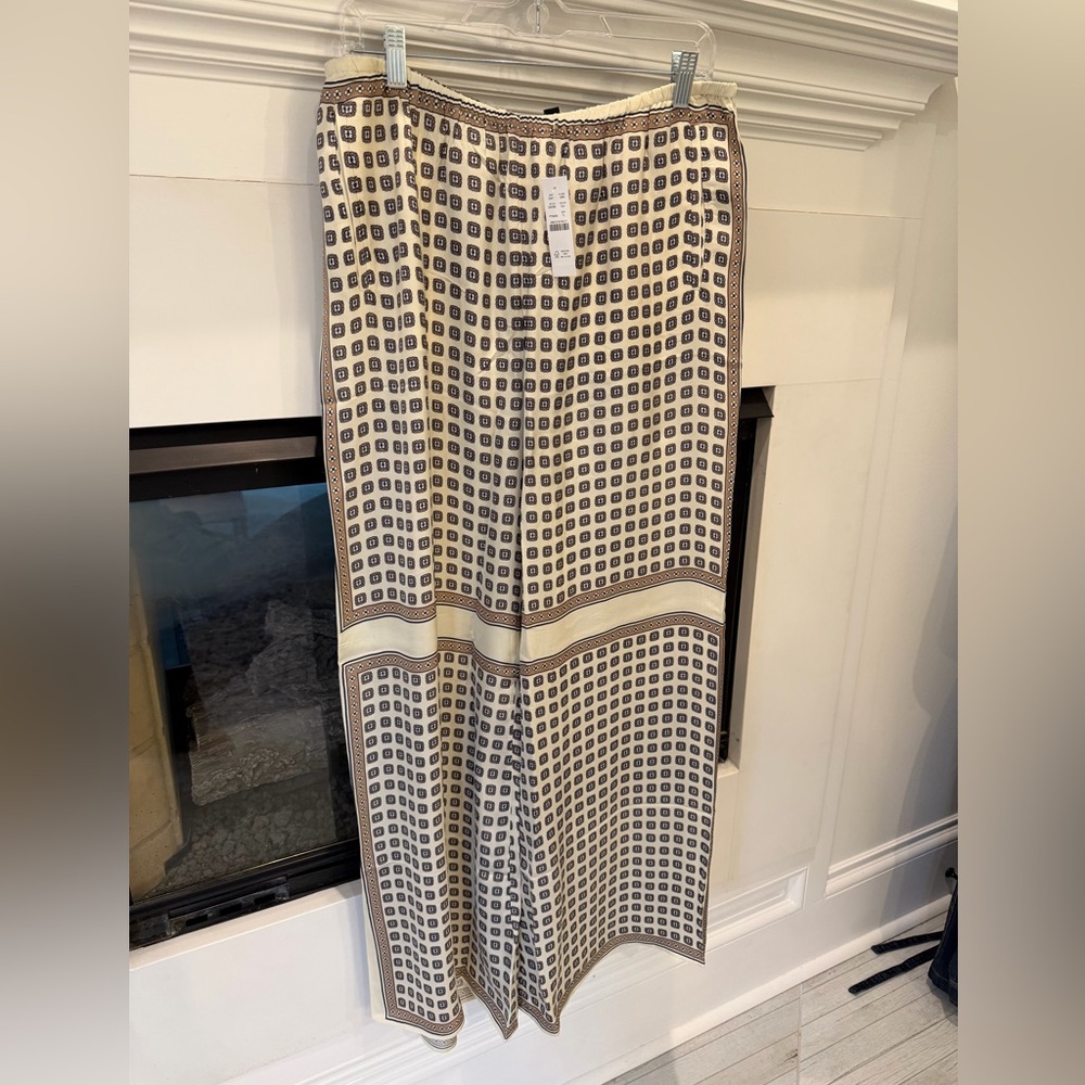 J. Crew 2025 COSMOS Geometric Print Pants in Cream/Camel/Blavy NWT